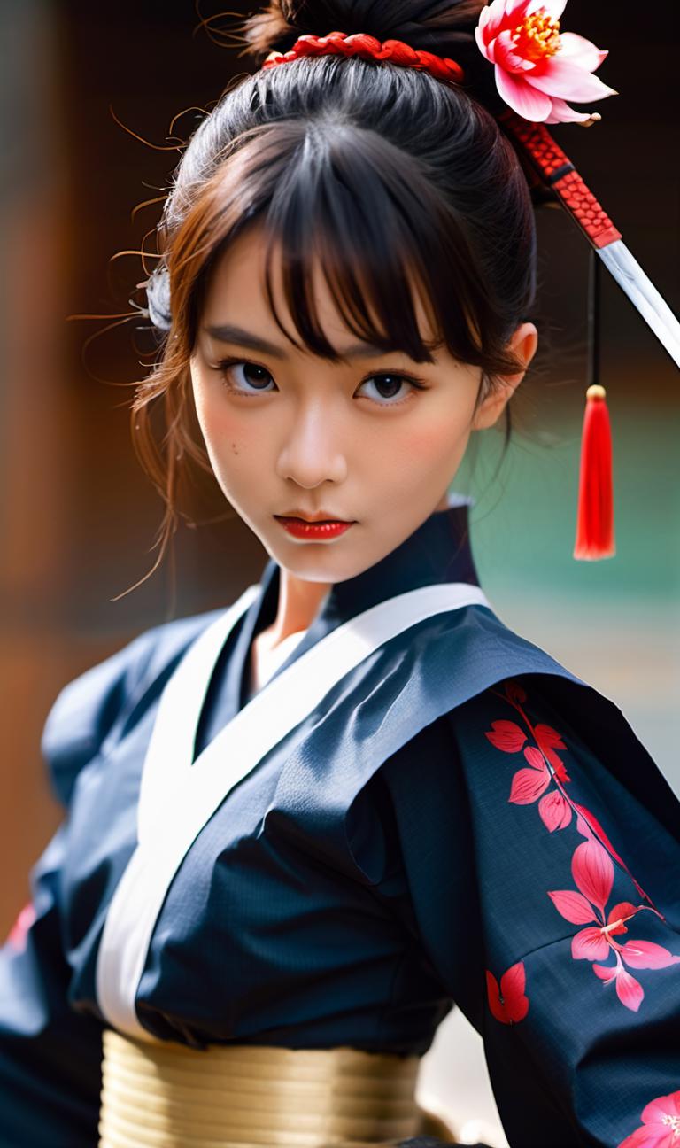 realcartoonXL_v4 - ai art image - A very kawaii female samurai J - AI Art - Image Generator - Stable Diffusion