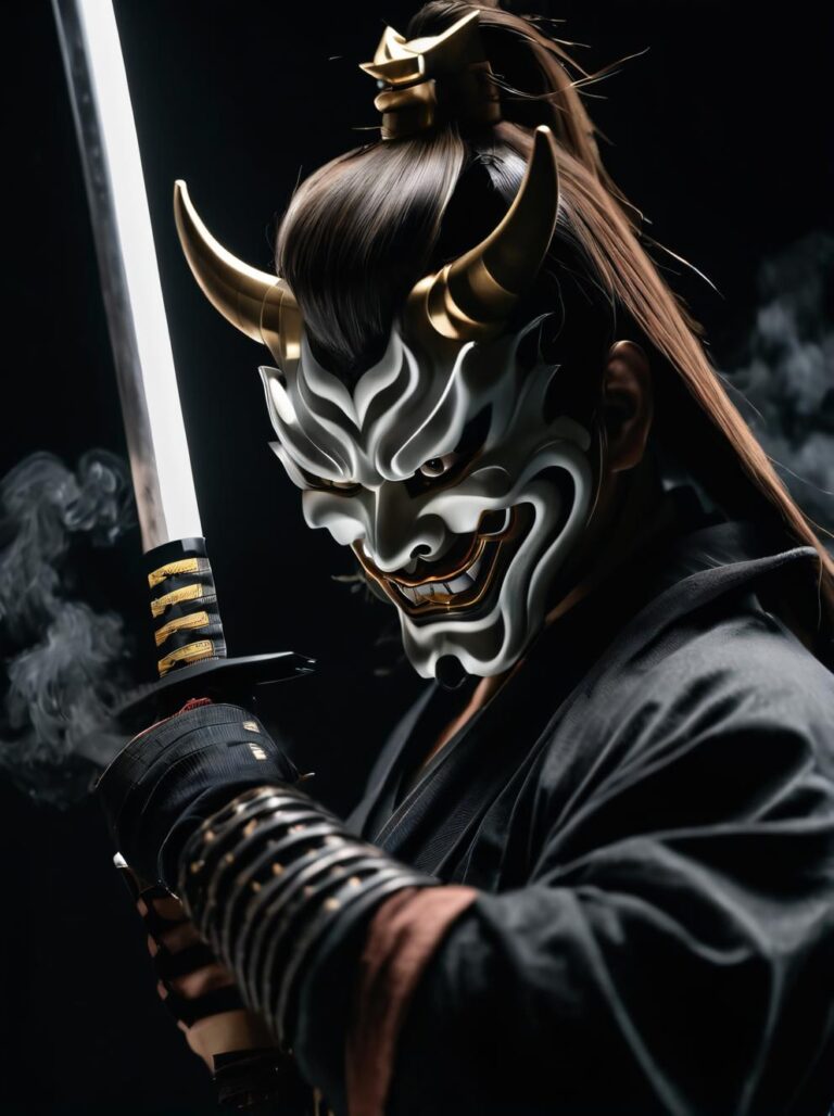 SDXLRonghua_v30 - ai art image - wuxia, A samurai, Hannya mask, - AI Art - Image Generator - Stable Diffusion