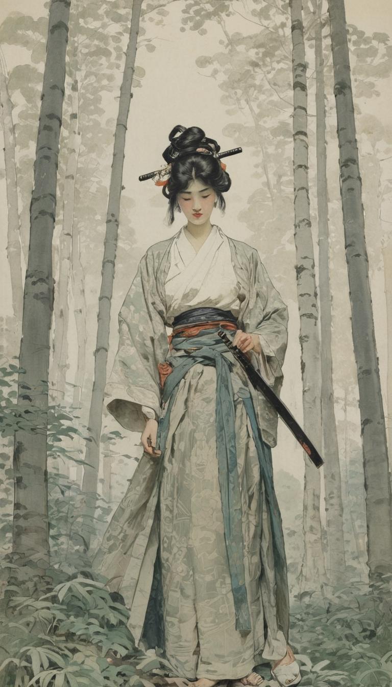 SDXLRonghua_v30 - ai art image - 1 woman samurai exotic lonely - AI Art - Image Generator - Stable Diffusion